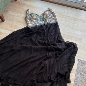 Mac Duggal Black and Multicolor Embellished Prom Dress